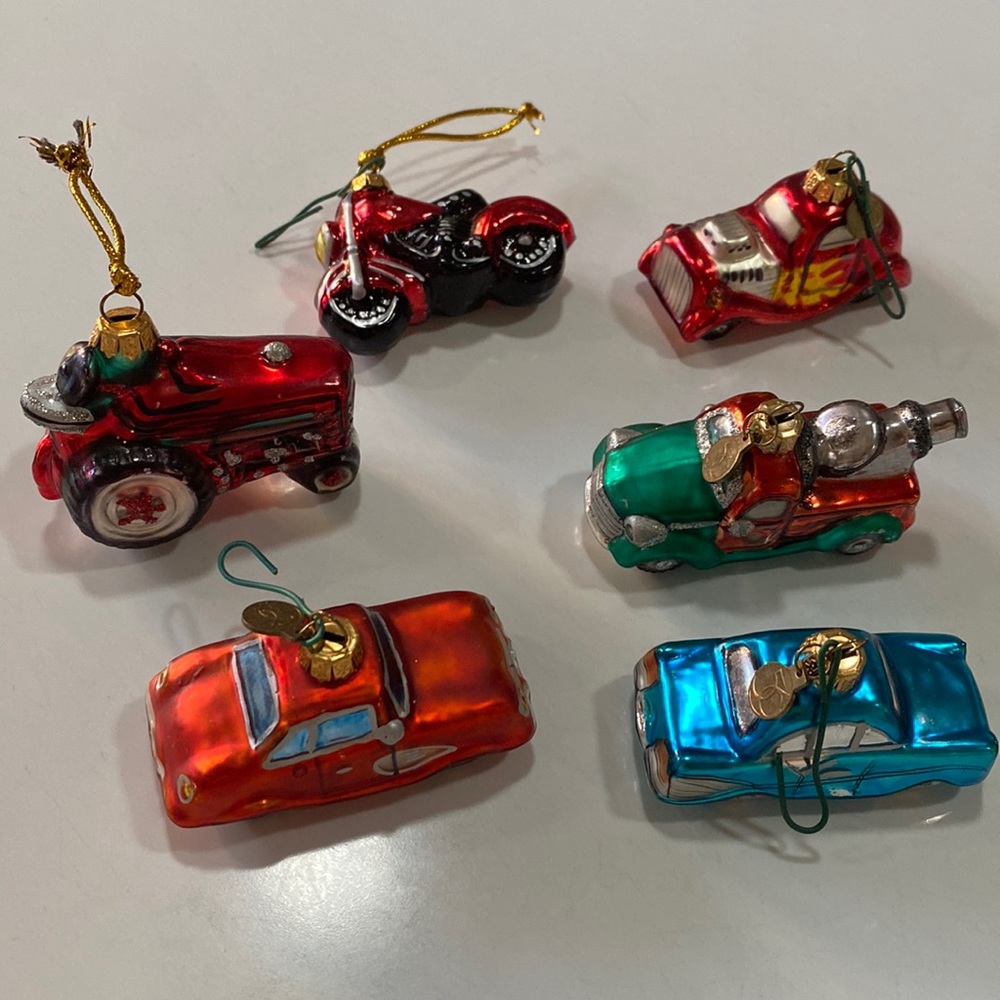 Department 56 blown glass Christmas 6 🚘 car 🚗 German vintage tree 🌲 ornaments - Picture 4 of 16